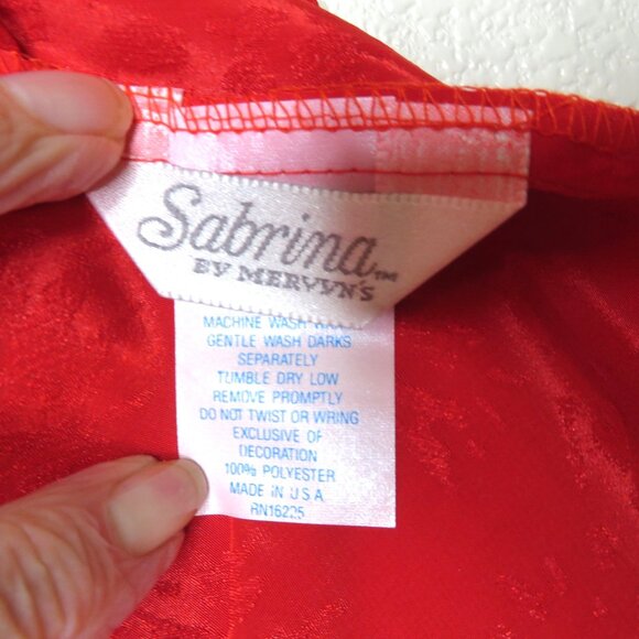 New Vintage 90s Mervyns Sabrina Red Floral Kimono Robe Jacket OS Belted USA Made - Picture 8 of 9